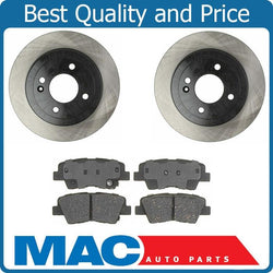 Rear Brake Disc Rotor Rotors & Ceramic Pad Pads for 12-14 Hyundai Accent Kia Rio