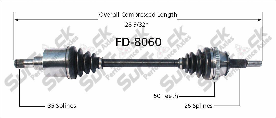 CV Axle Shaft- Front Right SurTrack FD-8060 fits 95-98 Ford Windstar