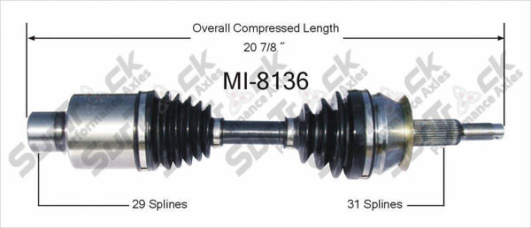 CV Drive Axle Shaft Brand New Fits Durango MI8136 PRO DATE To 9/00 4WD