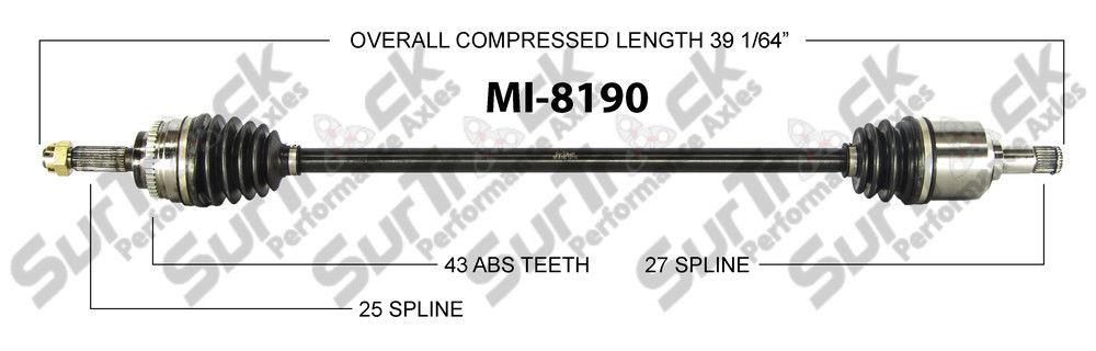SurTrack MI-8190 CV Axle Shaft - New, Front Right 04-08 Galant 2.4L P/S