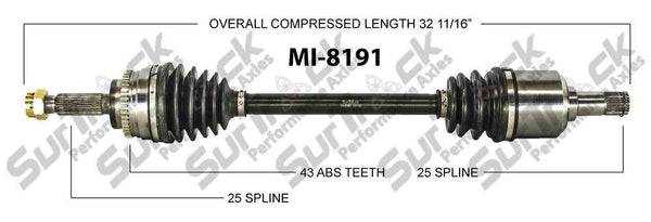 SurTrack MI-8191 CV Axle Shaft - New, Front Left 04-08 Galant D/S