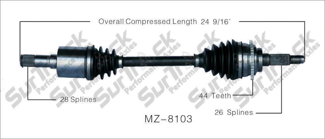 Eje CV - Nuevo delantero izquierdo MZ-8103 D/S Transmisión manual Llamar para verificar información 