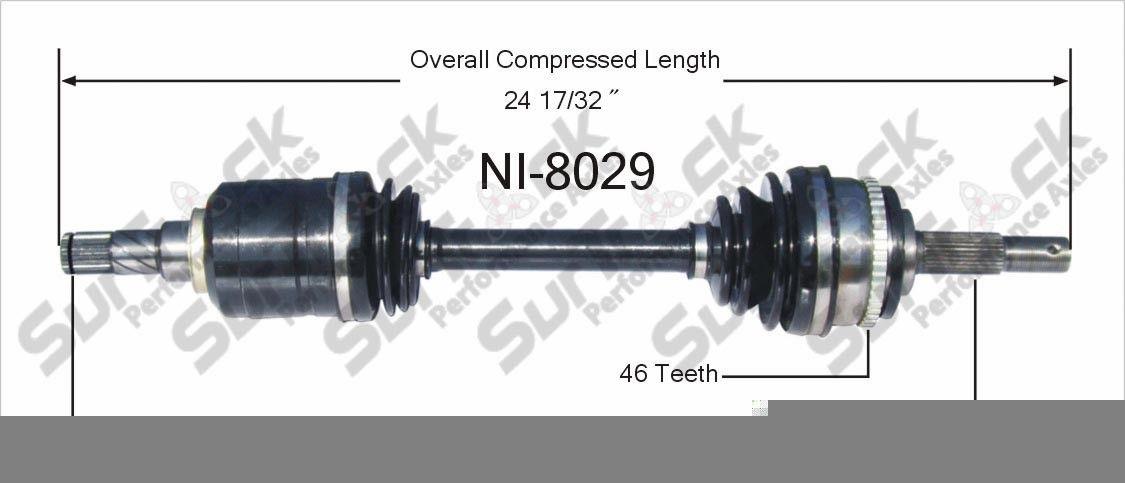 Eje CV-Nuevo delantero izquierdo SurTrack NI-8029 85-94 Maxima D/S con automático 