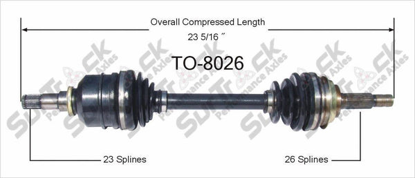 SurTrack TO-8026 CV Axle Shaft - New, Front Left 87-92 Corolla D/S