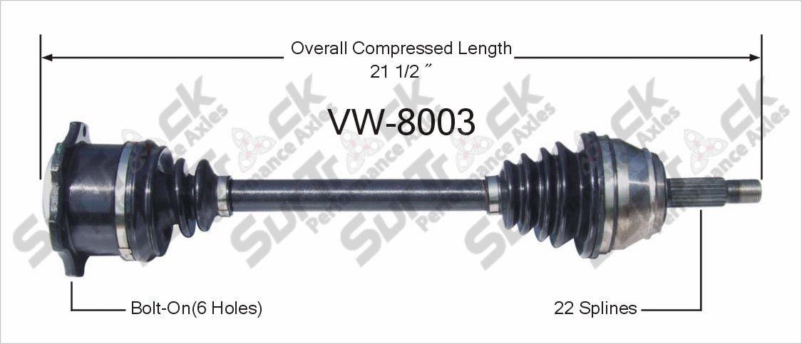 CV Axle Shaft-New Front Left VW-8003 Fits For 95-02 Cabrio With Automatic D/S