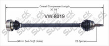 Eje CV-Nuevo delantero derecho SurTrack VW-8019 P/S 90MM 3,75 PULGADAS Junta IB 