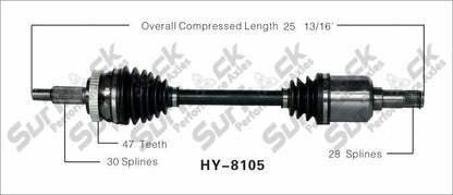 CV Axle Shaft-New Front Left SurTrack HY-8105 06-10 Sonata 3.3L Drivers Side