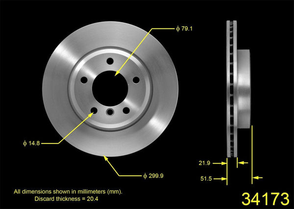 Two (2) Front Disc Brake Rotors for 2001-2005 BMW325i