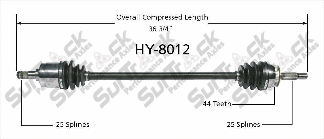 8012 CV Axle Shaft New F R Fits 01-06 Elantra 2.0L Automatic 25 Splin Caal Ck