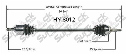 8012 CV Axle Shaft New F R Fits 01-06 Elantra 2.0L Automatic 25 Splin Caal Ck
