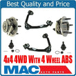 00-03 F150 4x4 4W ABS (2) Front Hub Wheel Bearing Upp Control Arms Ball Joints