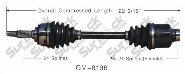 Eje CV-Nuevo delantero derecho SurTrack GM-8196 Spectrum Turbo I-Mark 