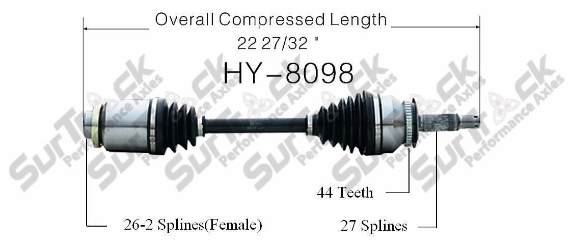 CV Axle Shaft-New Front Right HY-8098 fits 03-08 Hyundai Tiburon No 4 Speed