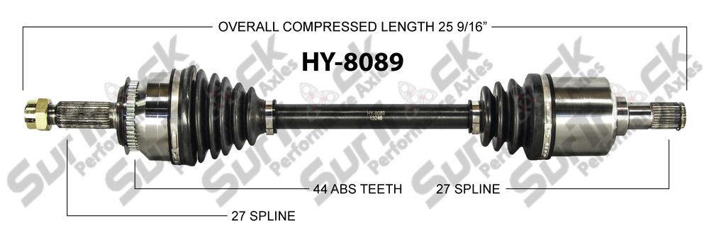 Eje CV, nuevo delantero izquierdo HY-8089, compatible con Tiburon 03-08, transmisión manual de 5 velocidades 