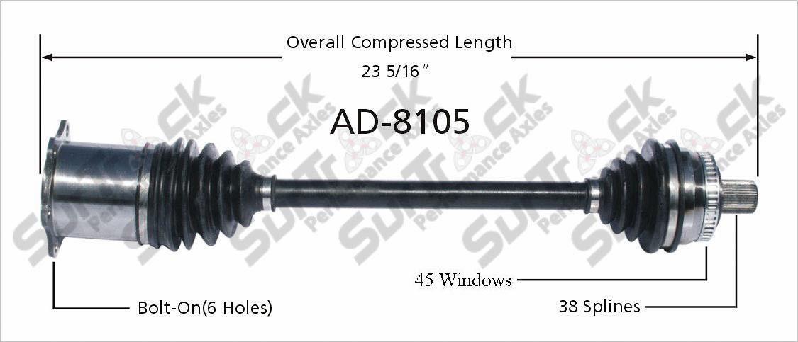 CV Axle Shaft- Front Left AD-8105 fits 02-08 Audi A4 Quattro Man Trans
