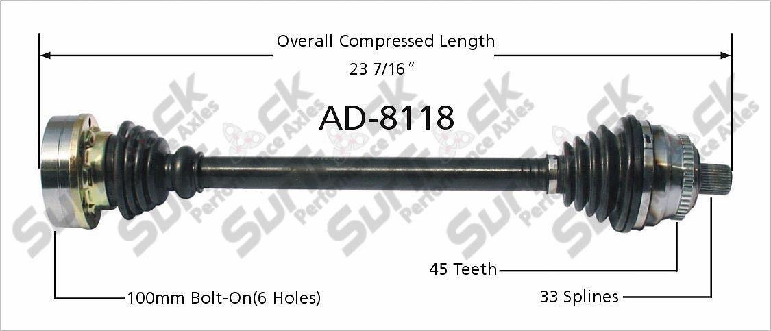 CV Axle Shaft- Left or Right SurTrack AD-8118 REAR 96-01 A4 Quattro