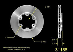Rotor de freno de disco delantero 31158 para rotores delanteros Pathfinder 96-98 (2)