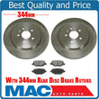 (2) Rear Disc Brake Rotors BR901160 121.65137 Fits 13-16 H/D Exporer MKT 344MM