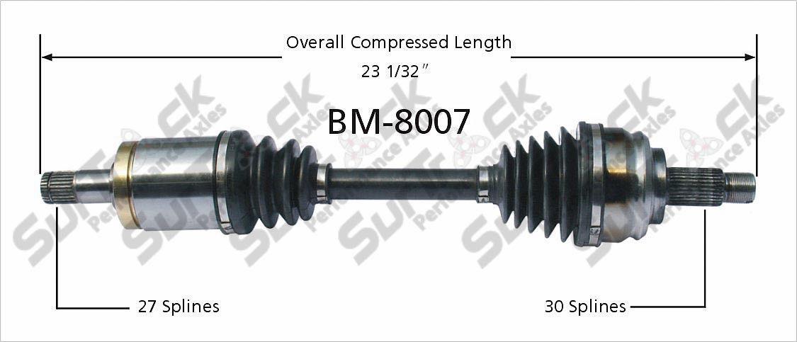Un (1) eje de transmisión CV completo del lado del conductor delantero izquierdo para BMW X5 2001-2006