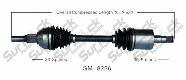 Eje CV nuevo delantero derecho GM-8226 para 05-08 GXP 06-09 Impala Police 5.3L 