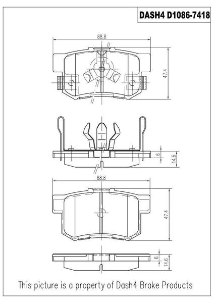 Disc Brake Pad-Ceramic Pads Rear Dash 4 Brake CD1086 05-14 CRV