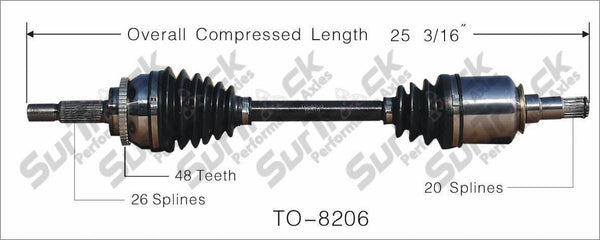 CV Axle Shaft-New Front Left TO-8206 D/S 03-06 Vibe 1.8L W 6 Speed Manual Trans