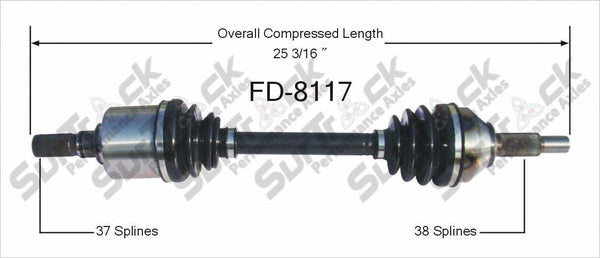 CV Axle Shaft-New Ft Left Fits 05-07 Five Hundred With CVT Automatic Trans