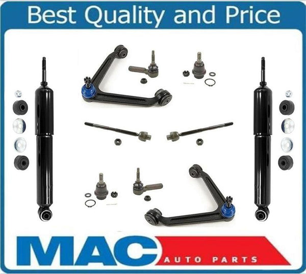 02-05 Ram 1500 4x4 Upp Control Arm Low Ball Joint In & Out Tie Rods Shocks 10Pc