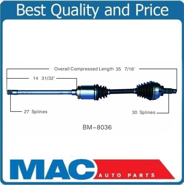 New CV Drive Axle Shaft Fits BMW 325XI, 330Xi 2001-05 Front Passenger Side