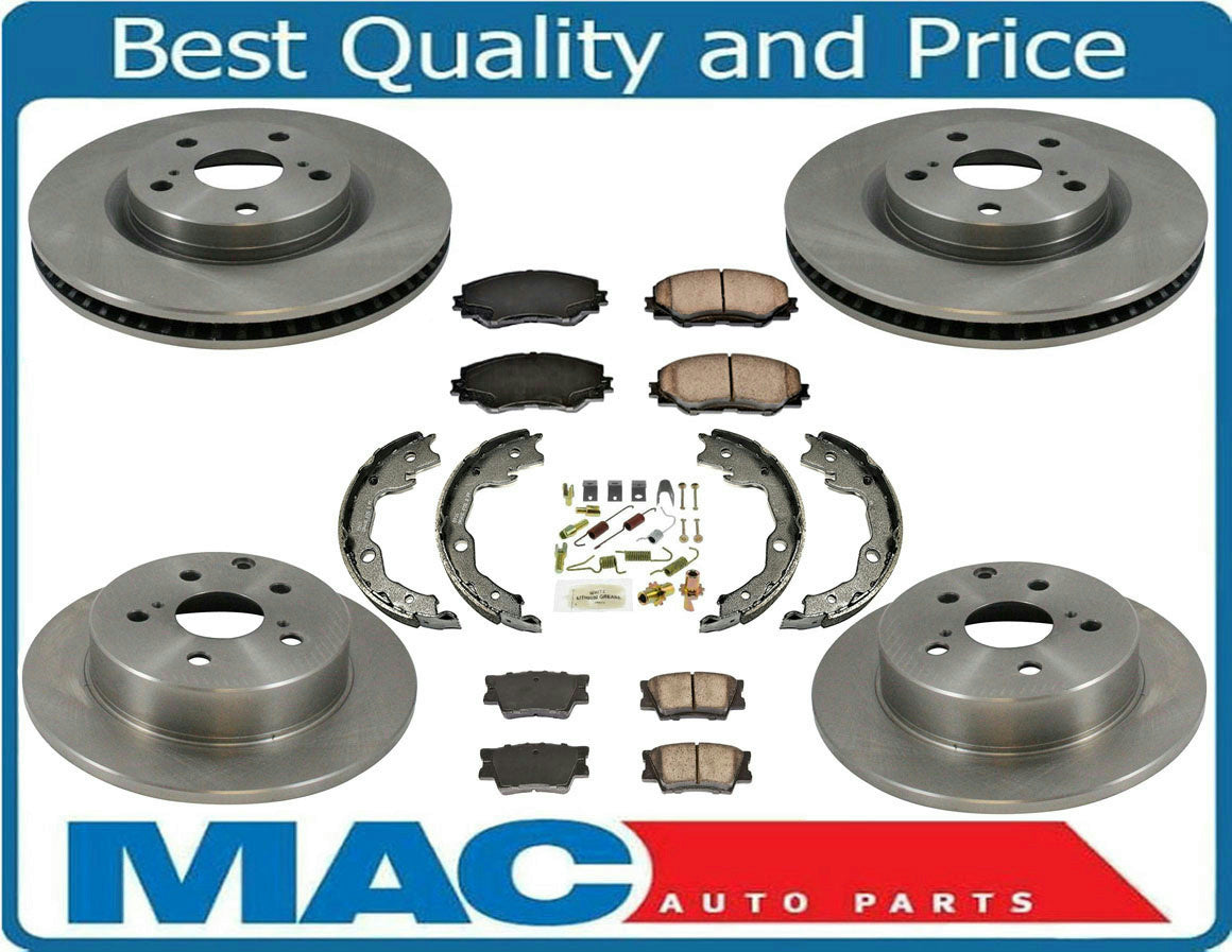 Fits 06-17 Rav4 With 3Rd Row Seat Front & Rr Brake Disc Rotors Ceramic Pads 8pc