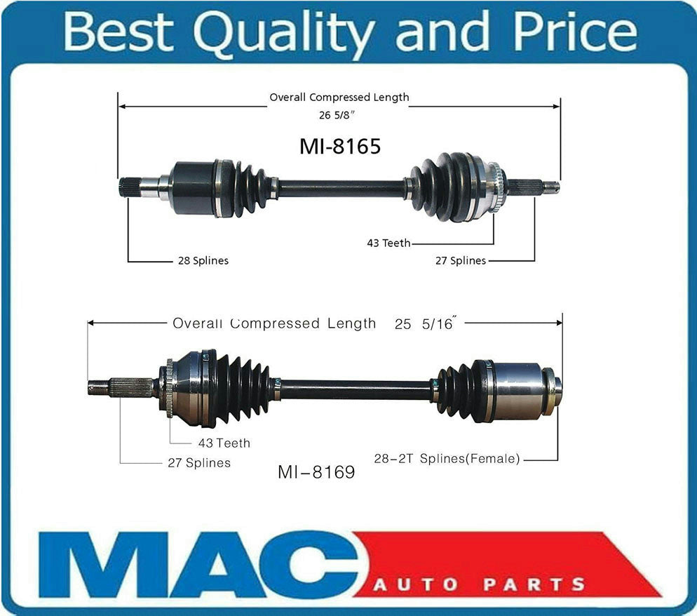 Front CV Axle Shafts P/S & D/S Complete Fits Endeavor 04-08 Will FIt ONLY FWD!!!