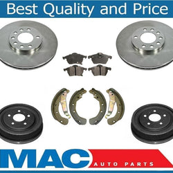 For 00-03 Saturn L LS LS1 LW Frt Brake Disc Rotors Pads Drums and Shoes 6pc Kit