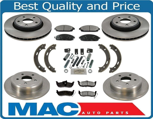 05-10 Commander Grand Cherokee Frt & Rr Disc Rotors & Ceramic Brake Pads 8Pc