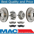 00 01 Ram Pick Up Rear Wheel Drive Ft Rotors Ceramic Pads Hub & Bearings 5Pc Kit