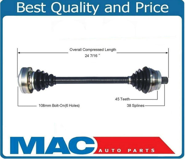 02-04 Audi A4 QUATTRO 3.0L M/T P/S New CV Drive Axle Shaft