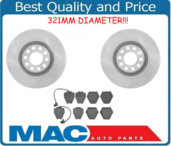 Audi A6 S6 2.7L 4.2L Brake Disc Rotors & Pads Frt 4 Piston Calipers 321MM ROTORS