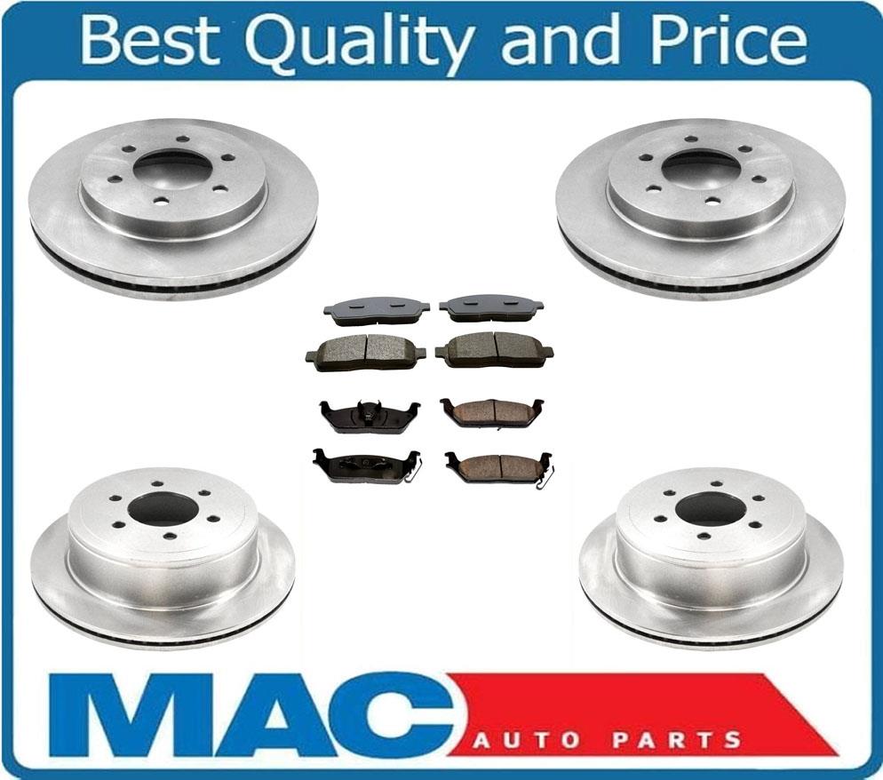 6 Stud Front & Rear Brake Rotors & Ceramic Brake Pads For 04-08 Ford F150 4x4