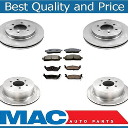 Rotores de freno delanteros y traseros de 6 pernos y pastillas de freno de cerámica para Ford F150 4x4 04-08