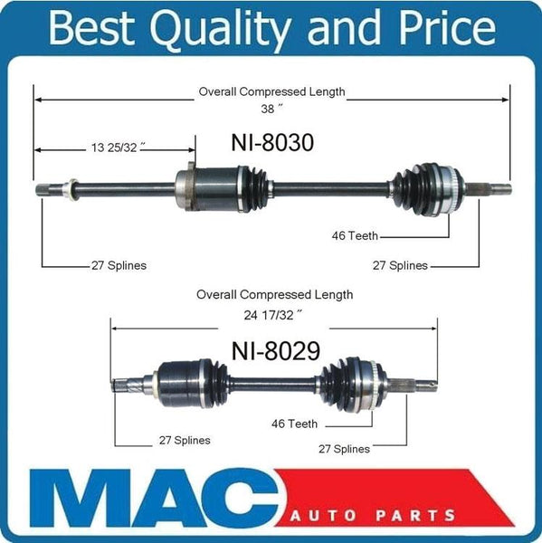 (2) Ejes de eje de transmisión CV 100% nuevos probados con torque para Nissan Maxima 89-94 SOHC