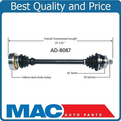Front Right Automatic Transmission Complete Cv Shaft Axle for Audi S4 00-02