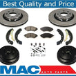 Aveo Without ABS (2) Brake Drum With Rear Bearings & Brake Shoes Rotors Pads 7Pc