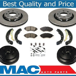 Aveo Without ABS (2) Brake Drum With Rear Bearings & Brake Shoes Rotors Pads 7Pc