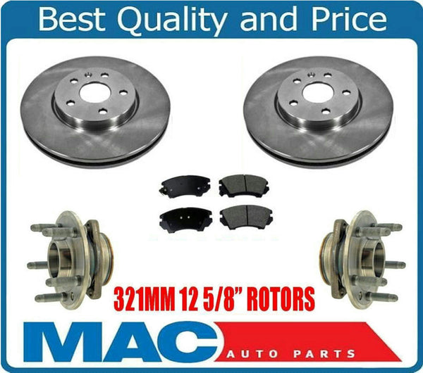 Front Coated Rotors Ceramic Pads & Wheel Hub Bearings For Camaro 3.6L 2010-2015