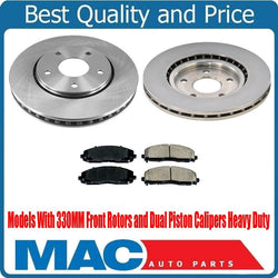 F Disc Brake Rotors Pads For 12-16 Town & Country Touring 330MM Dual Piston Cal