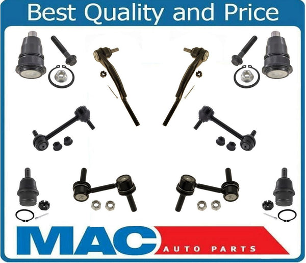 (4) Ball Joints Tie Rods Sway Bar Links For GMC Envoy Chevy Trailblazer 02-03