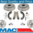 8 Pcs Kit For Honda Civic 92-00 Wheel Hub Bearins Drums Shoes & Hardware Kit