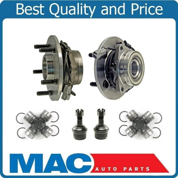 for 00-01 Ram 1500 4 Wheel Drive 4 Wheel ABS 2 NEW Front Hub Bearing U Joints