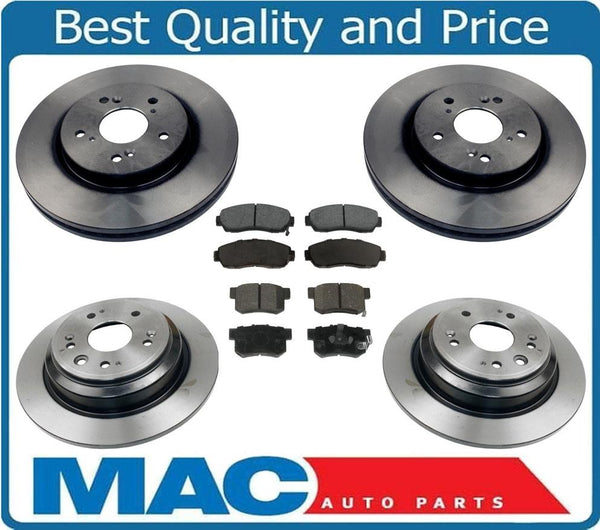 For 10-12 Honda Crosstour Front Wheel Drive Frt & Rr Brake Rotors & Ceramic Pads