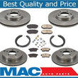 For 07-10 Ford Edge Front Wheel Drive Only Brake Disc Rotors Pads Park Shoes 8pc