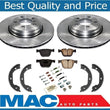 REAR Disc Brake Rotors Pads Parking Shoes Springs for 06-10 BMW 650i 100% NEW